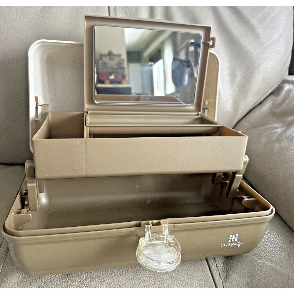 Ulta Beauty Gold Glitter CABOODLES With Mirror Storage Case Only Great Condition